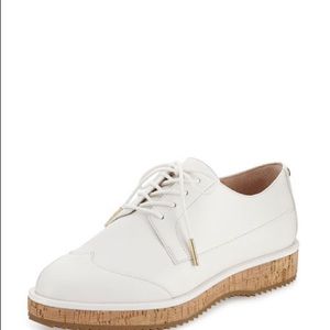 Michael Kors Women’s Zane Leather Lace-Up Oxford, Optic White